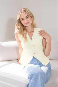 Ss gold button knit sweater vest
