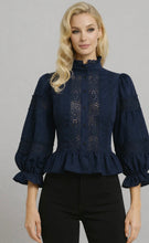 Load image into Gallery viewer, N bubble sleeve peplum top