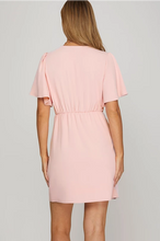 Load image into Gallery viewer, Ss short sleeve woven ruffled mini wrap dress