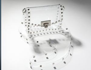 P studs clear crossbody bags