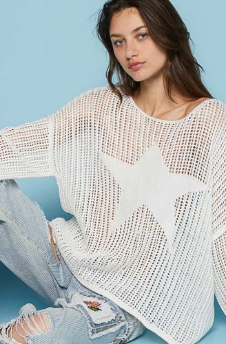 P Round neck long sleeve star sweter