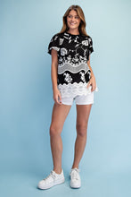 Load image into Gallery viewer, Gg Floral embroidered v neck blouse with short puff sleeve
