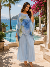 Load image into Gallery viewer, N 2pcs print silk top /solid pants