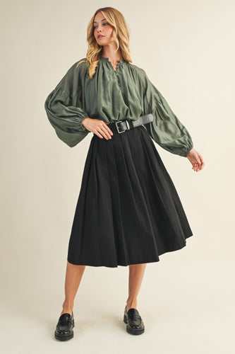 Ms belted pleated skirt