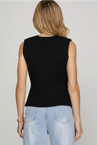 Ss gold button knit sweater vest