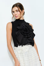 Load image into Gallery viewer, I flower aplique black top