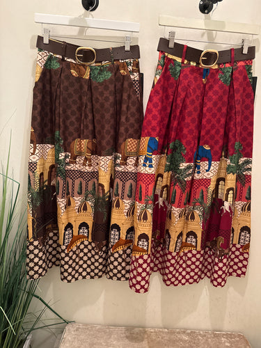 Lc print cotton skirt/belt