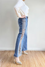 Load image into Gallery viewer, Lr Button Down shirt / lattice rhinstone jeans