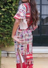 Load image into Gallery viewer, K Egyptian fringe colorful print  midi dress