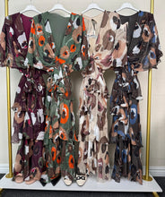 Load image into Gallery viewer, N Ruffles print midi silk dress