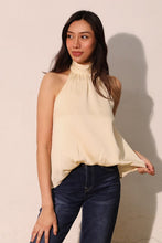 Load image into Gallery viewer, T Hammered satin halter bubble bubble top