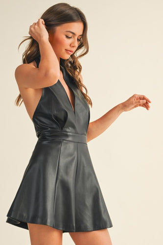 Ms halter neck leather romper