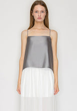 Load image into Gallery viewer, Dk open back Grey satin cami top