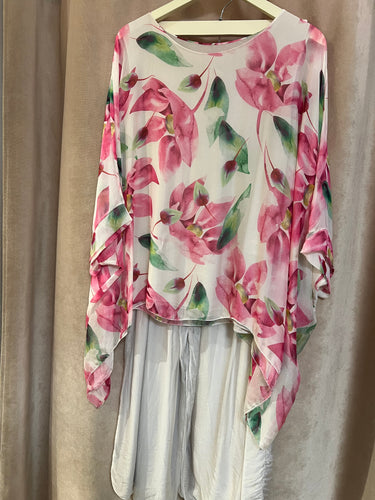V silk set tunic /palazzo
