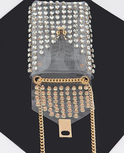 Hd Rhinstone  clear belt bag/chain