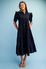 Load image into Gallery viewer, Gg Midi shirt dress Navy with hem details