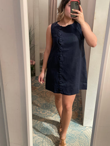 M scallop linen mini dress