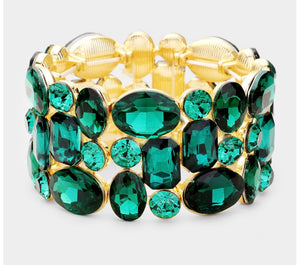 W  Emerald and Teardrop evening bracelet