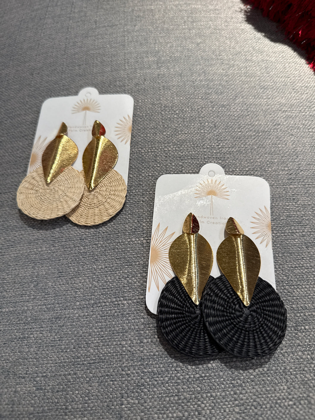 Cm wicker/gold earrings