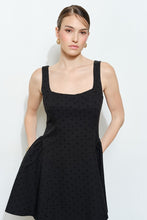 Load image into Gallery viewer, I square neck black / black dots￼dress