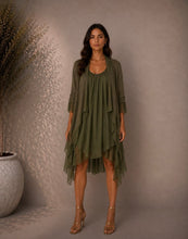 Load image into Gallery viewer, N 2pcs Layer silk dress/ cardigan