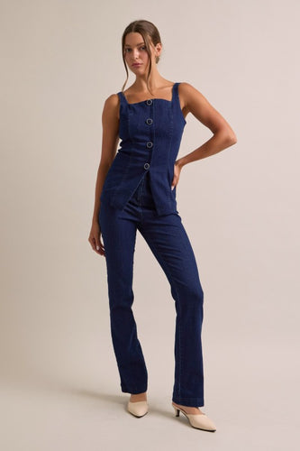 R denim 2pcs pants set