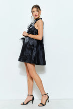 Load image into Gallery viewer, I Feathers aplique black dress