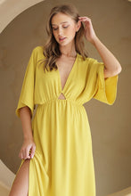 Load image into Gallery viewer, T Triangle  mustard kimono maxi
