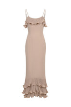 Load image into Gallery viewer, R  Ecru ruffles  cascade  maxi dress