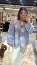 Load image into Gallery viewer, Y 81876 stripe /sun aplique off shoulder top