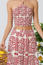 Load image into Gallery viewer, A Red 2pcs elastic halter top/palazzo pants
