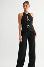 Load image into Gallery viewer, E 2pcs halter-bow trim top/palazzo pants