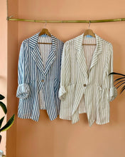 Load image into Gallery viewer, Lc linen 2pcs stripe blazer set