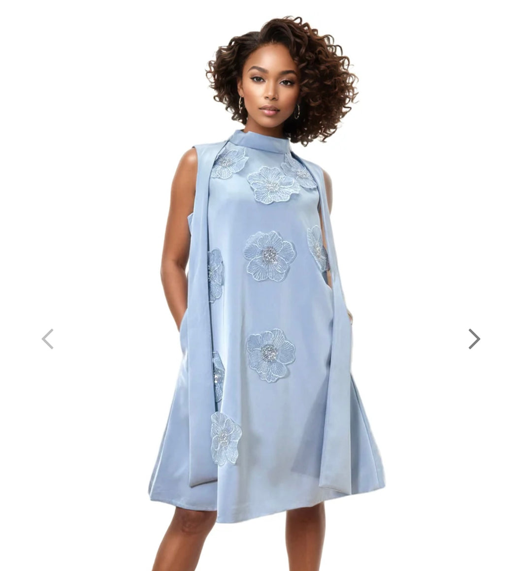 Nbn Floral aplique blue dress