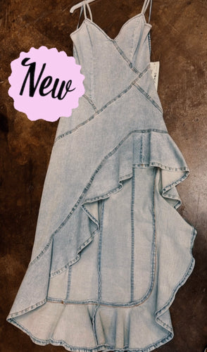 B Ruffles jeans asymmetrical dress