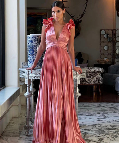 L Ruffles maxi pleated dress