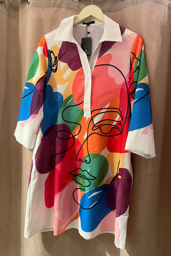 R Water color print dress