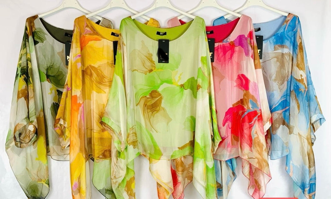 N silk print blouse