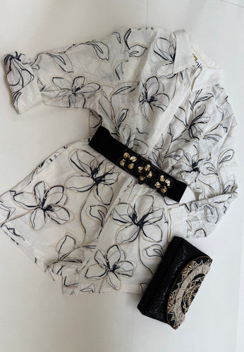 E embroidery 2pcs short set