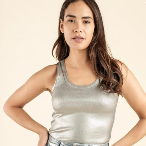 W metallic tank top
