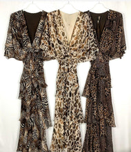 Load image into Gallery viewer, N silk animal print ruffles dress