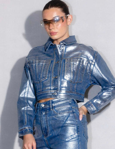 V silver jeans jacket