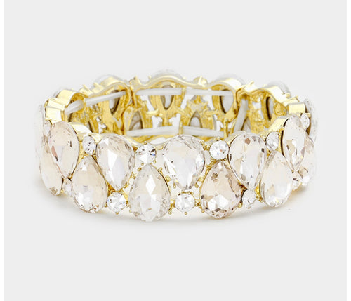 W Teardrop stone strech evening bracelet