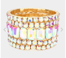 Load image into Gallery viewer, W Emerald cut Round evening bracelet