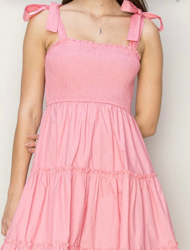 H Tie shoulder mini dress