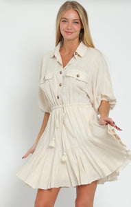A Dolman sleeve button down dress