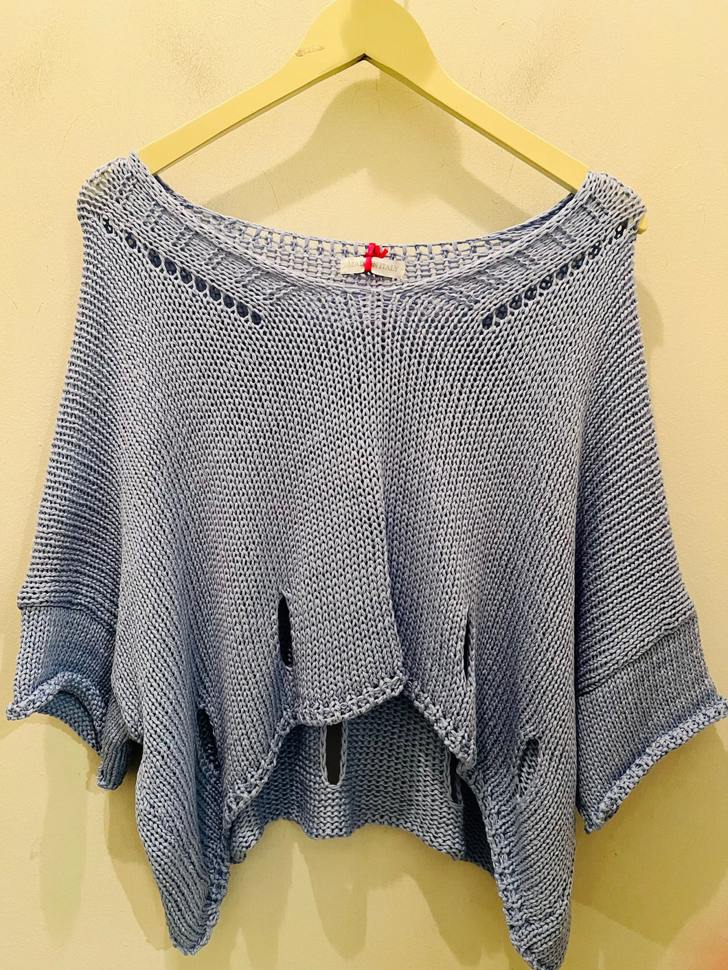 Y knit top blue