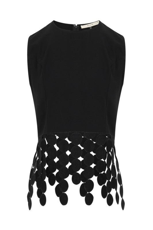 R Arielle sleeveless  top with Trim
