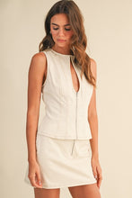 Load image into Gallery viewer, K Stretch  twill zip detail top and low rise  mini skirt