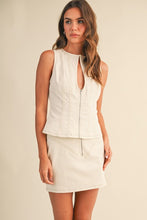 Load image into Gallery viewer, K Stretch  twill zip detail top and low rise  mini skirt
